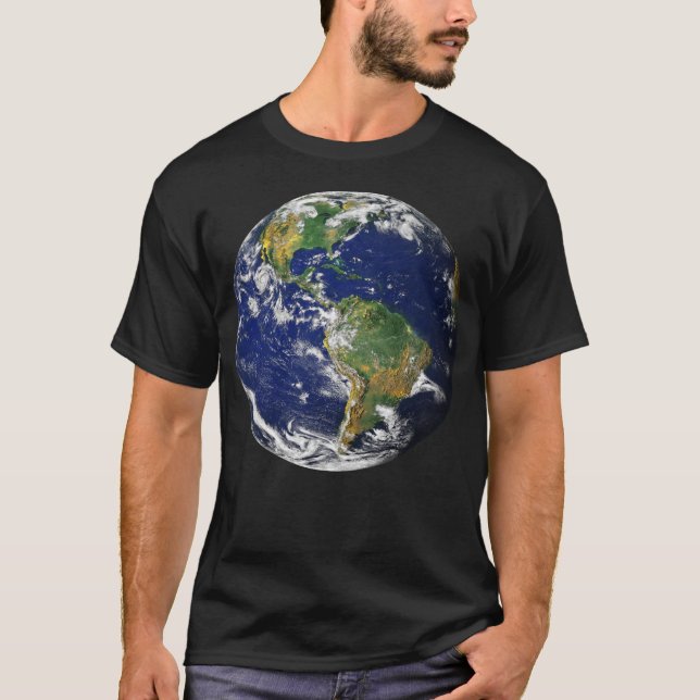 TIERRA del PLANETA de la camiseta negra para (Anverso)