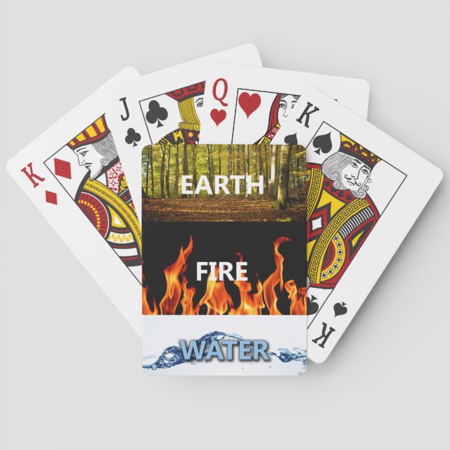 Tierra, fuego, cartas de juego de agua (Reverso)