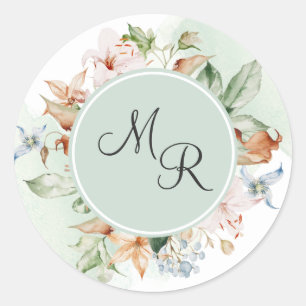 Tierra Tones Floral, Monograma Verde Sello para so