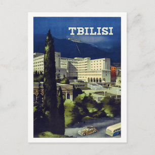 Tiflis, Georgia, gran ciudad, postal de viaje vint