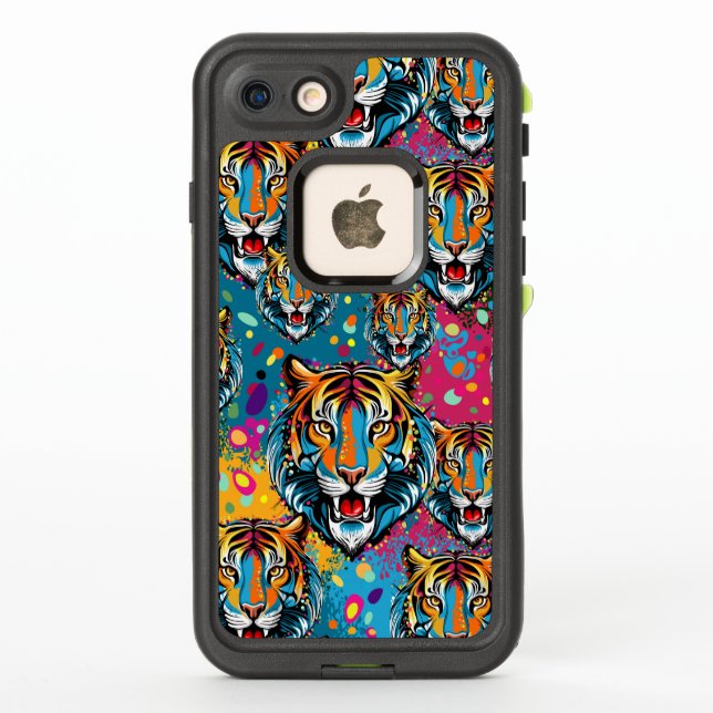 Tiger Head Rainbow colors paint stains (Reverso)