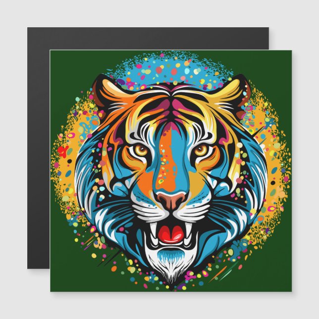 Tiger Head Rainbow colors paint stains (Anverso/Reverso)
