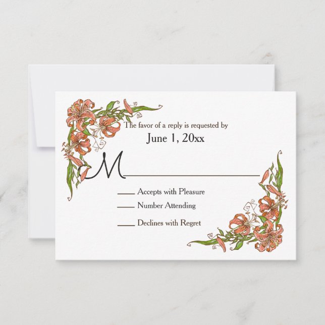 Tiger Lilies Wedding RSVP (Anverso)