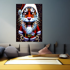 Tiger Santa Claus | Poster de arte de IA