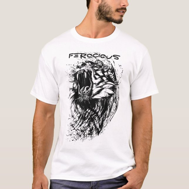 Tiger Silhoutte imprime la camiseta básica de los  (Anverso)