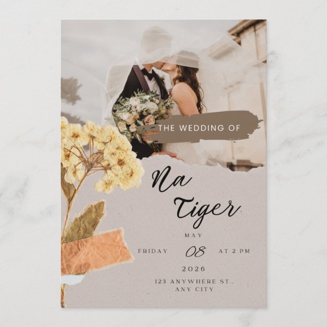 TigerNa Romantic Botanical Flat Card (Anverso)