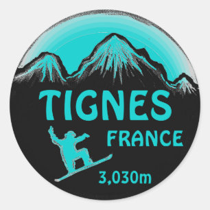 Tignes France pegatinas verde azulados de snowboar
