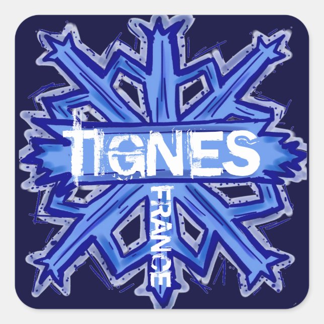Tignes Francia pegatinas de copo de nieve azul (Anverso)