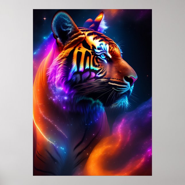 Tigre arcoiris de arte poster (Frente)