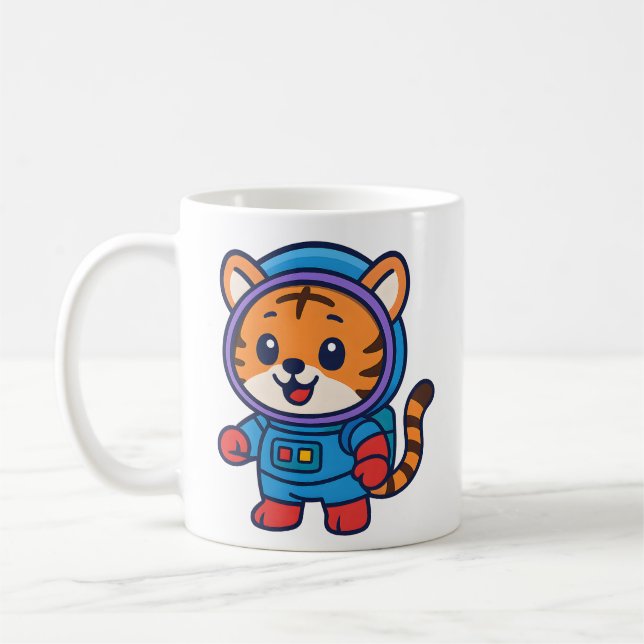 Tigre astronauta lindo, taza de bebidas espaciales (Izquierda)
