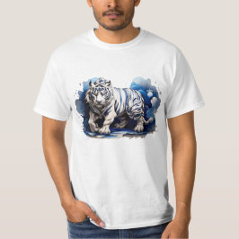 Tigre azul de camiseta sobre nubes: diseño escánda