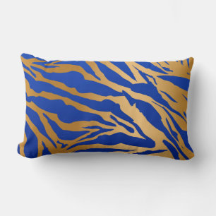 Tigre azul y dorado Imprimir Cojín decorativo lumb