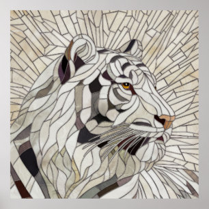 Tigre blanco - Arte digital de mosaico de vidrio m