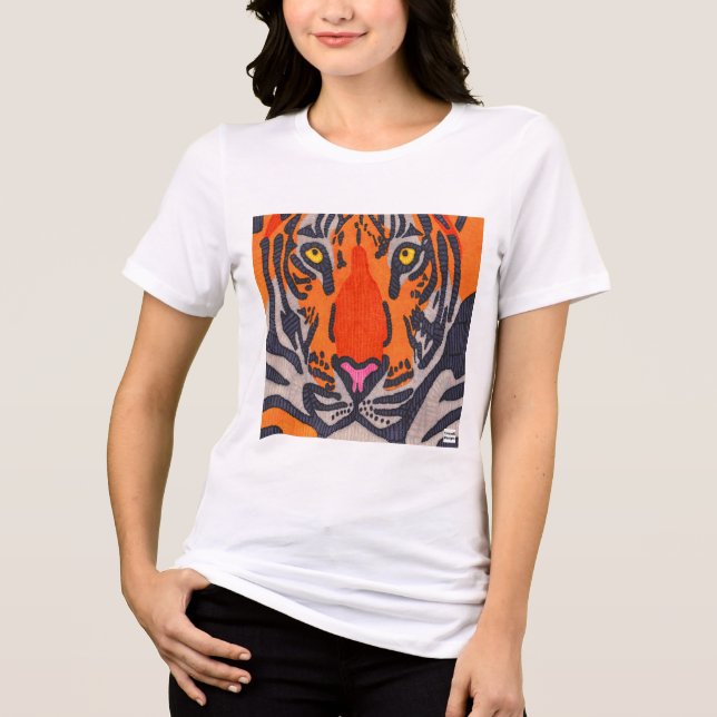 Tigre (blanco) - Camisa Tri-Blend para mujeres (Anverso)