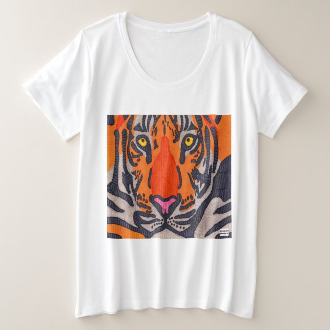 Tigre (blanco) - Camiseta tamaño más grande para m (Anverso del diseño)