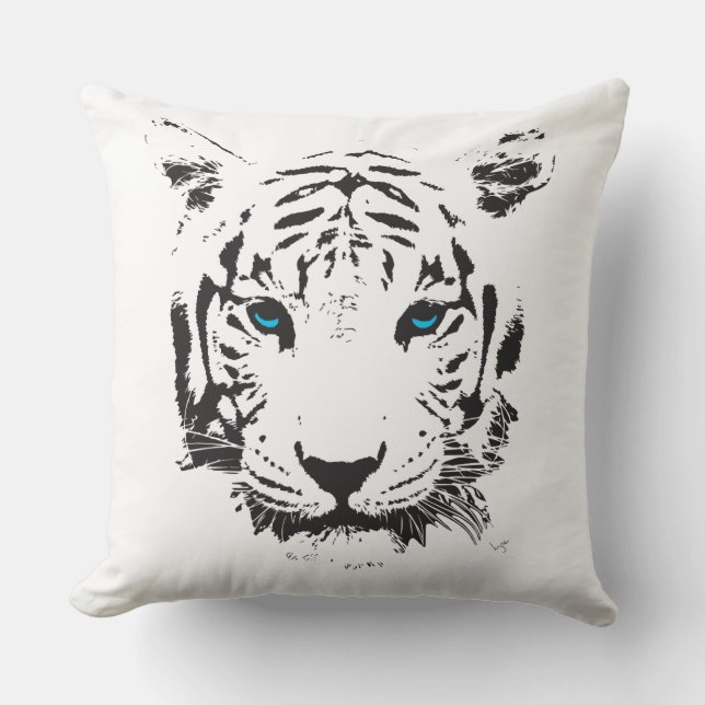 Tigre blanco con ojos azules Cojines decorativos G (Anverso)