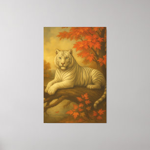 Tigre Blanco de Otoño – Lienzo de Arte Fino