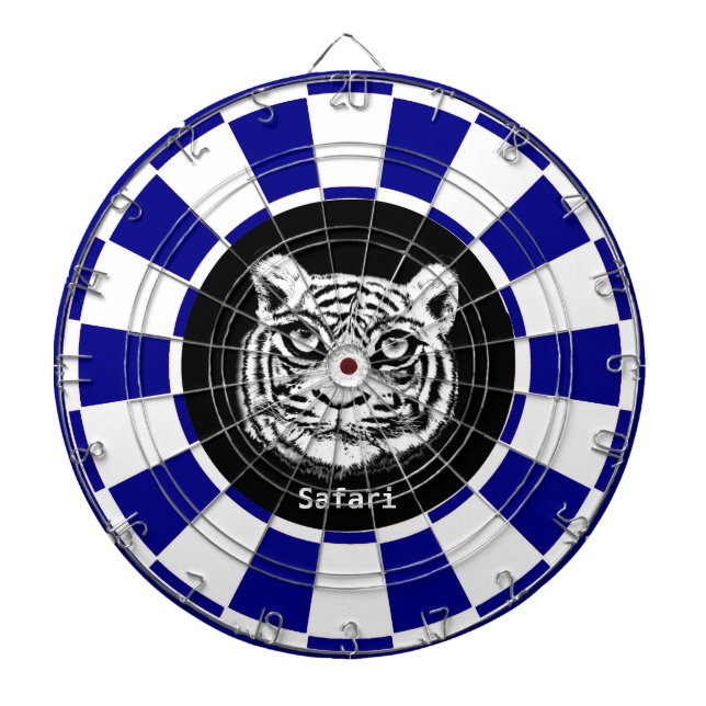 Tigre Blanco en Blanco y Azul Marino Tablero de Da (Frente)