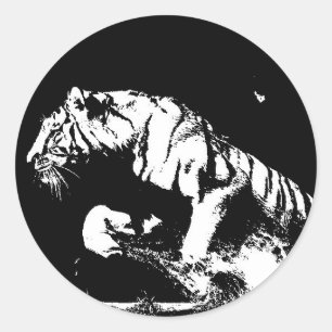 Tigre blanco negro ataca al Pegatina de la ronda d