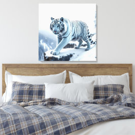 Tigre Blanco Sobre Acantilados Nevados Impresión D