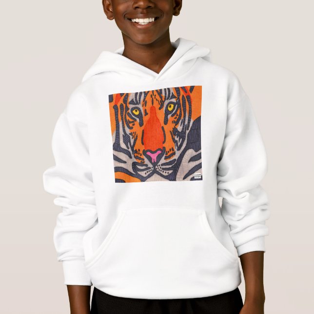 Tigre (blanco) - Sudadera con capucha de niño (Anverso)