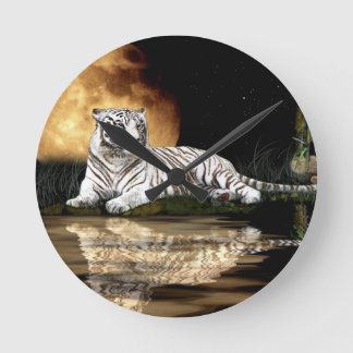 Tigre blanco y reloj de pared para gato grande de