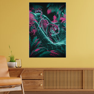 Tigre cibernético neón - Arte de destello de jungl