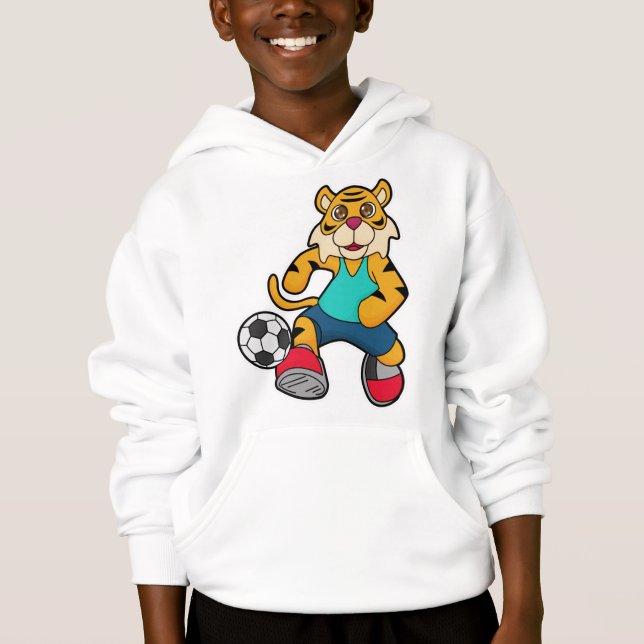 Tigre como jugador de fútbol con balón de fútbol (Anverso)