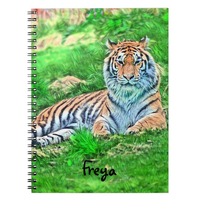 Tigre de Amur en cuaderno de espiral verde (Frente)