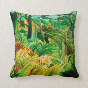 Tigre de Henri Rousseau en una almohada tropical