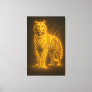 Tigre de llama dorada: pintura de arte de fantasía
