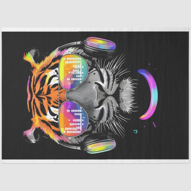 Tigre de neón con audífonos Papel tapón (Anverso)