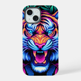 Tigre de neón y hojas de la selva