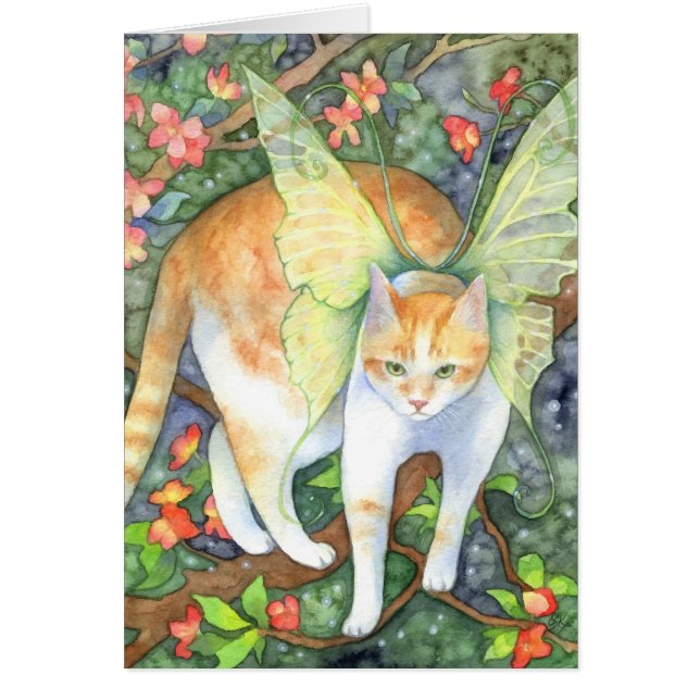 Tigre del árbol - tarjeta de hadas del arte del (Frente)