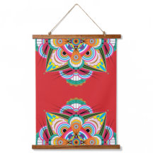Tigre Dragón Mandala Madera Topo Tapiz