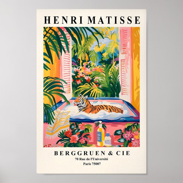 Tigre En Bañera Poster Gracioso, Decoración Dopami (Frente)