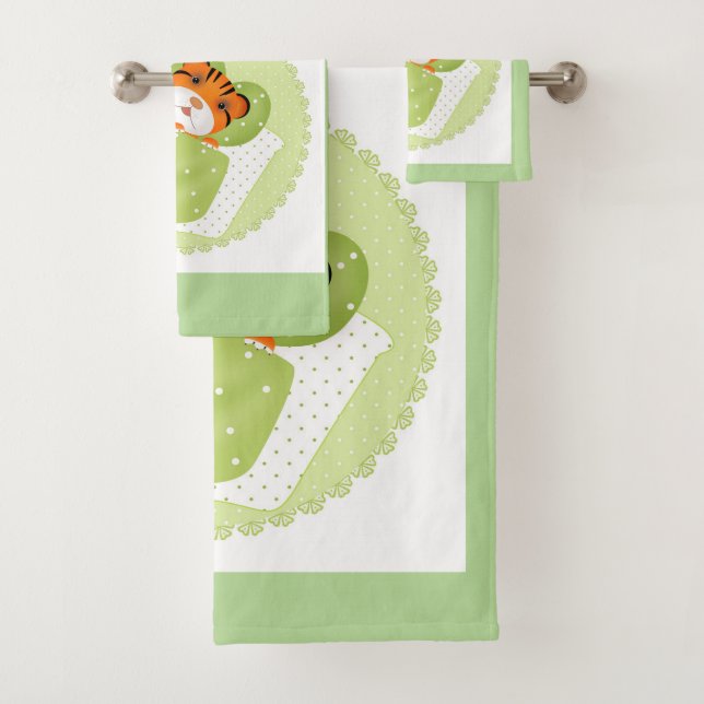 Tigre en cama ilustracion niños impresión infantil (In situ)