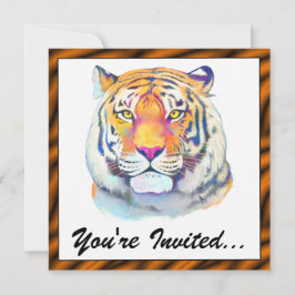 Tigre en colores Invitación de cumpleaños