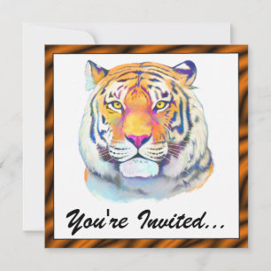 Tigre en colores Invitación de cumpleaños
