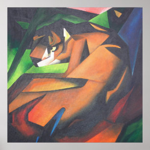 Tigre En Estilo De Arte Geométrico Franz Marc