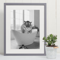 Tigre en la bañera Poster de arte del baño blanco