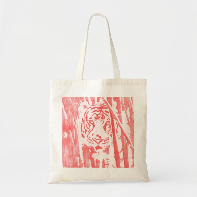 Tigre en la bolsa de asas de bambú -- Rojo (Frente)