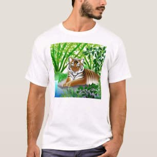Tigre en la camiseta de bambú del bosque