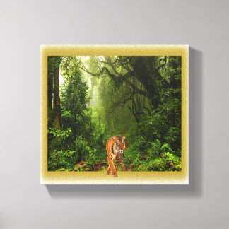 tigre en lienzo de jungla