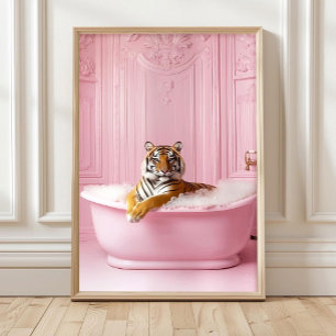 Tigre en una bañera Arte de pared de baño impresió