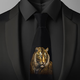 Tigre Feroz en Corbata Negra
