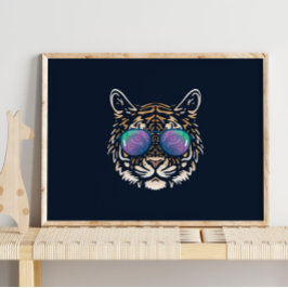 Tigre gracioso | Impresión de pared de gafas de so