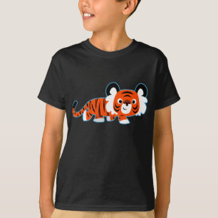 Tigre lindo del dibujo animado en la camiseta de