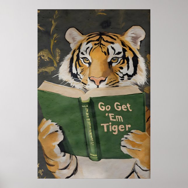 Tigre Motivacional Leyendo Impresión Humorística p (Frente)
