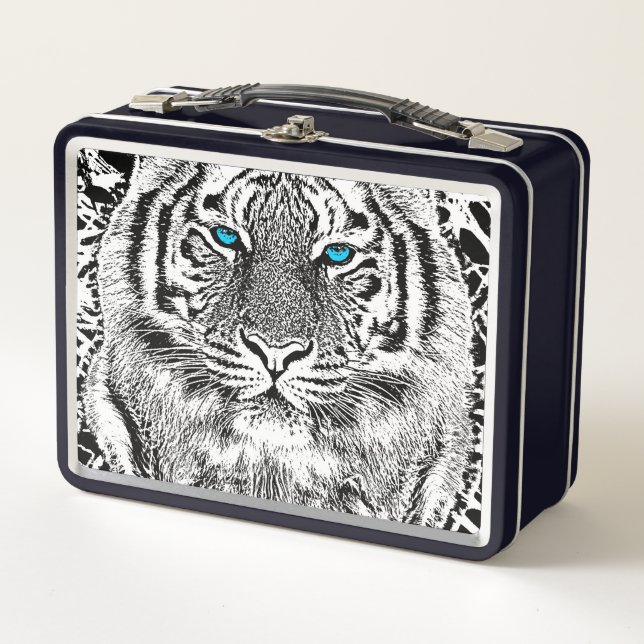 Tigre Negrita De Ojos Azules Negros Y Blancos (Anverso)